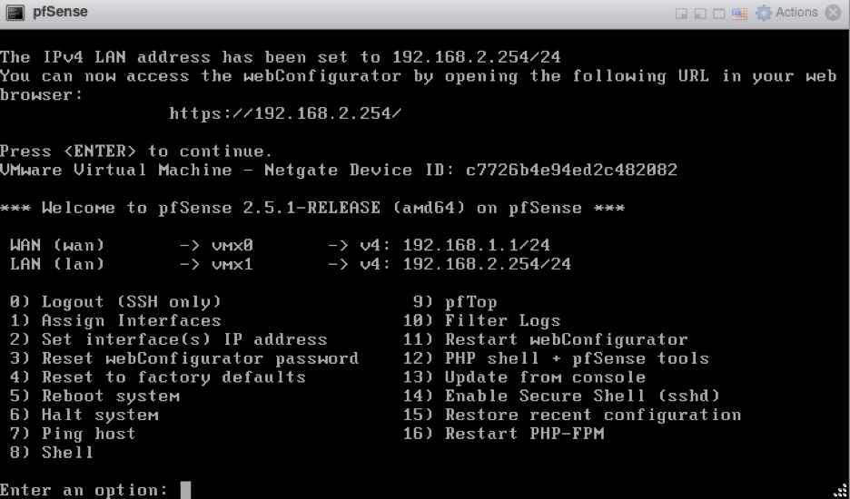 WAN and LAN IP addresses are assigned appropriately